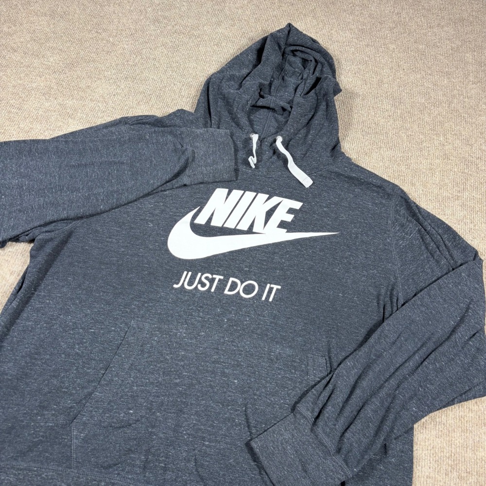 Nike Sportswear Gym Vintage Hoodie Charcoal Grey Just Do It Logo 1X Mens